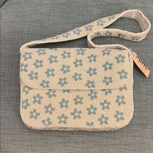ARULA Beaded Bag - White and Pale Blue